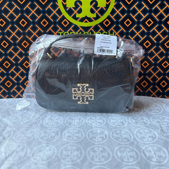 Tory Burch Britten Mini Top Handle Bag Crossbody Black Gold - Picture 10 of 10